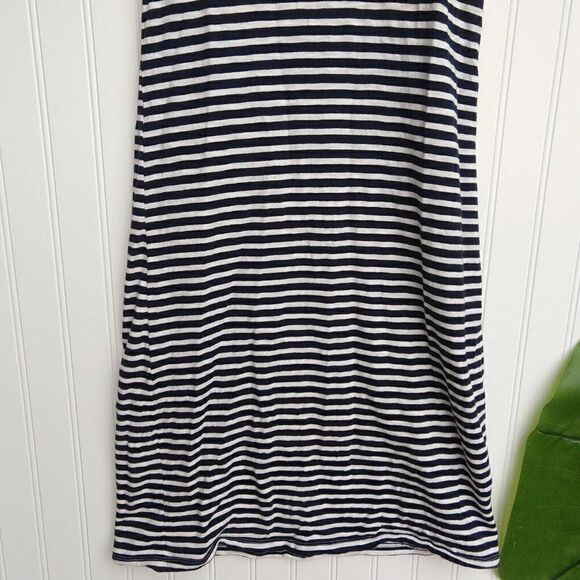 J Crew Racerback Striped Tank Dress Size XS Navy Blue White Slub Knit Sleeveless - Picture 3 of 7